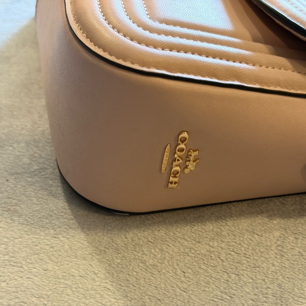 Coach Pink with Burgundy straps Leather Handbag - Picture 3 of 16